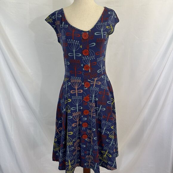 Effies Heart Dress SMALL Tulip Floral Fit Flare Pockets Retro - Picture 1 of 7